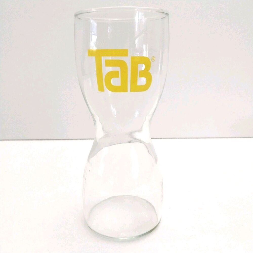 Vintage Enjoy TAB Soda Pop Hourglass Drinking Glass Tumbler Collectible #E70